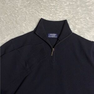 JEREMY ARGYLE Quarter Zip Mock Neck 100% Merino Wool Navy Blue
Sweater Size 2XL
